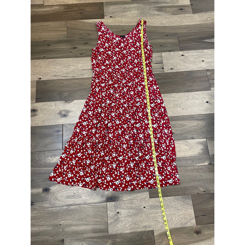 Talbots Red White Floral Sleeveless Maxi Dress with Elastic Waist Size 12 - Picture 7 of 9